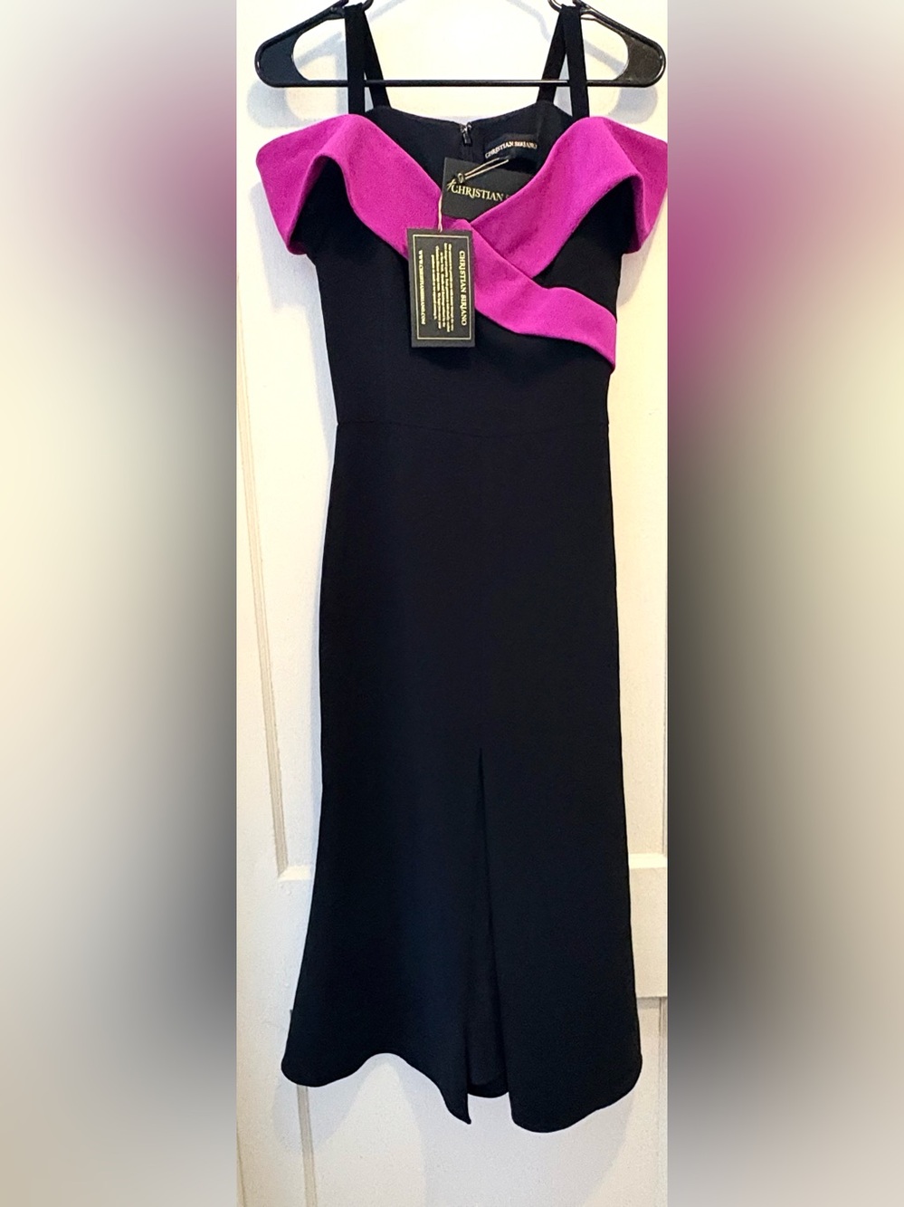 Christian Siriano Midi Black and Fuchsia  Dress Sz 6